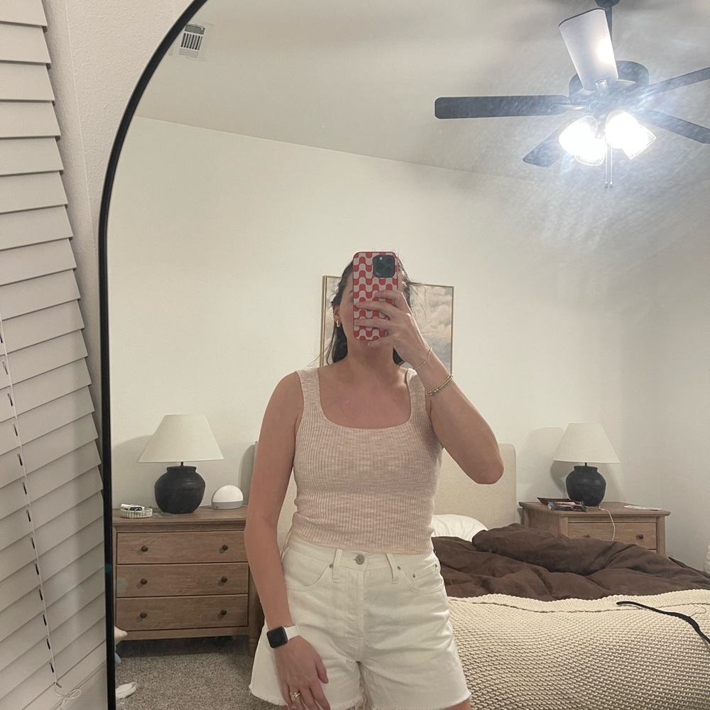 Abercrombie & Fitch Light Pink Ribbed Square-Neck Tank